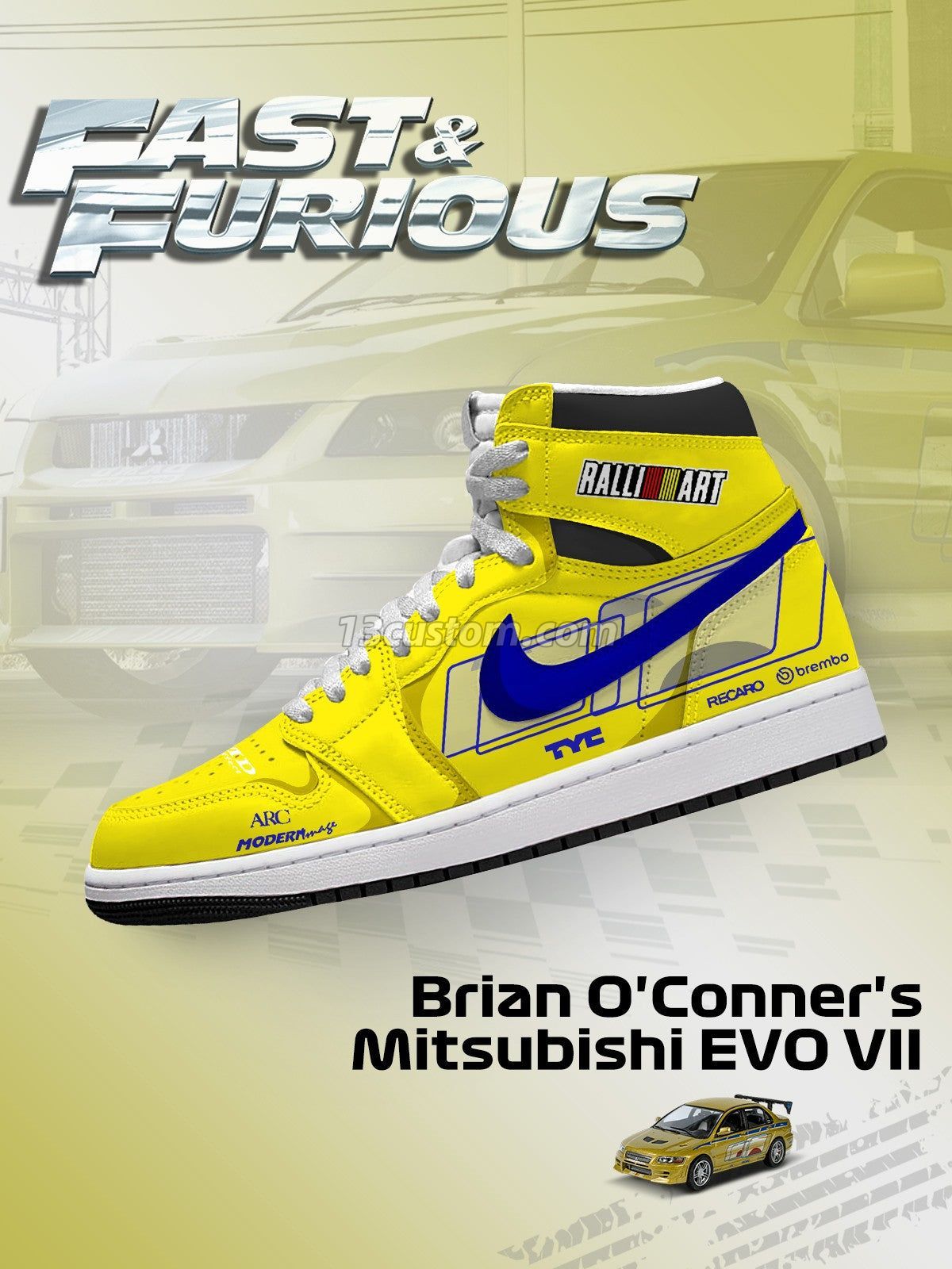 Brian O'Conner's EVO VII V.1 Custom High-Top Sneakers