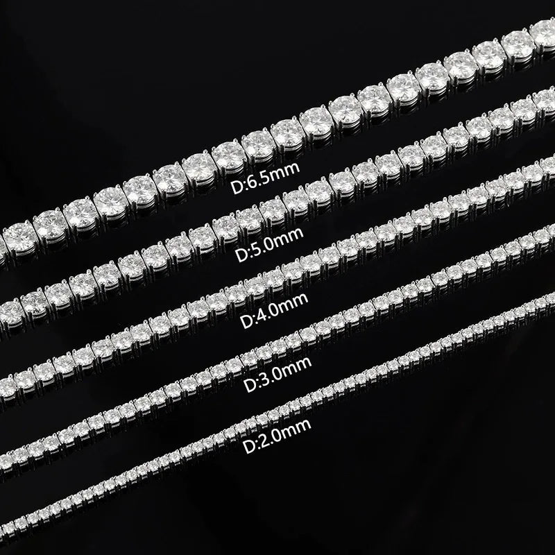 2-6mm D VVS1 Moissanite Tennis Bracelet Original s925 Sterling Silver Plated 18k White Gold with GRA Bracelets for Women Man