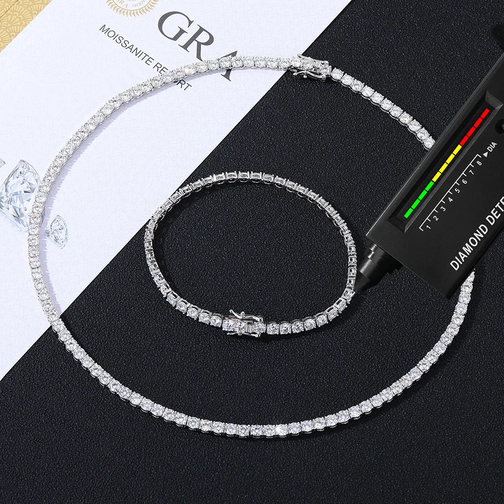 2-6mm D VVS1 Moissanite Tennis Bracelet Original s925 Sterling Silver Plated 18k White Gold with GRA Bracelets for Women Man
