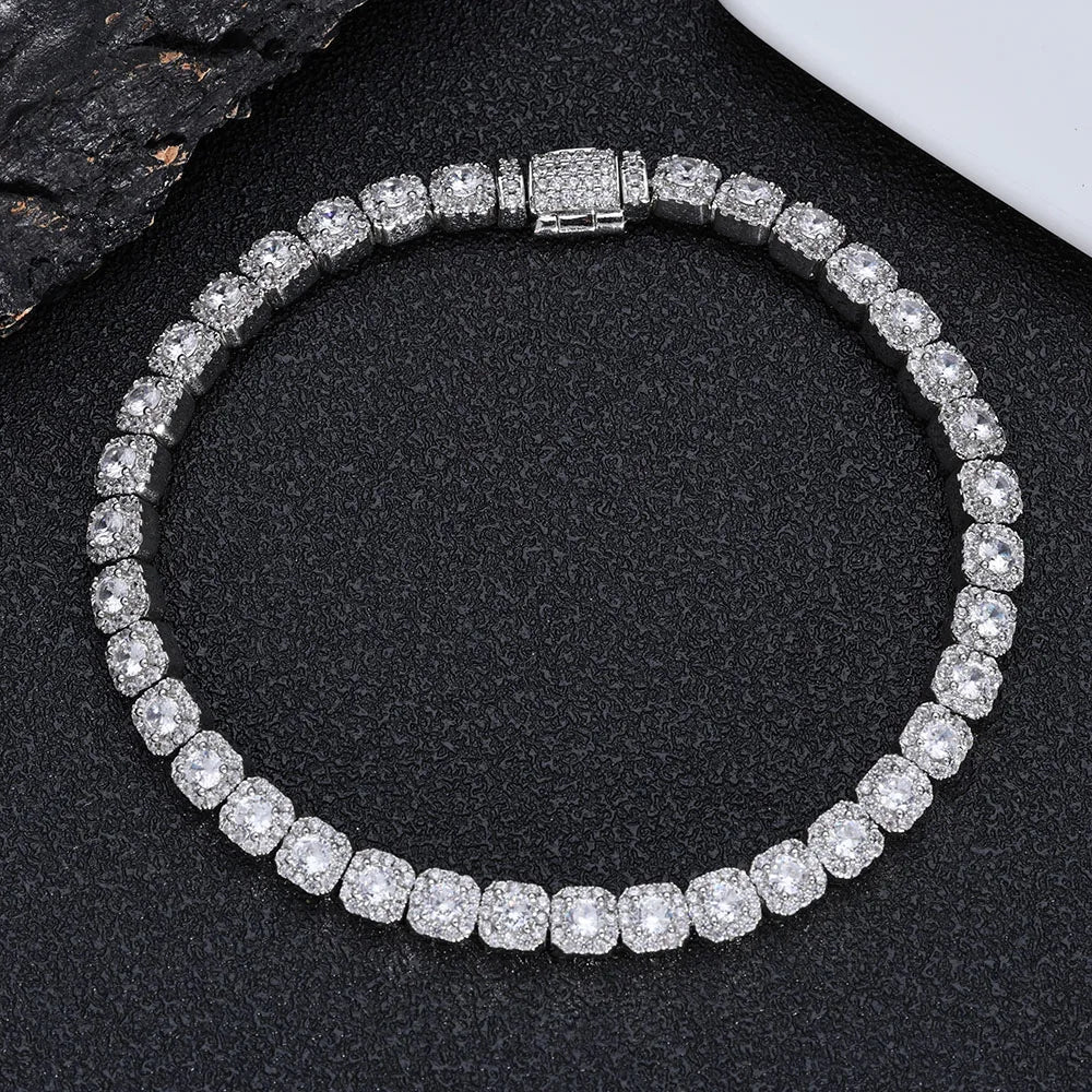 5mm Iced Tennis Chain Bracelet Bling Zircon Cluster Diamond 18k Gold Plated Bracelet for Women Men Hip Hop Jewelry