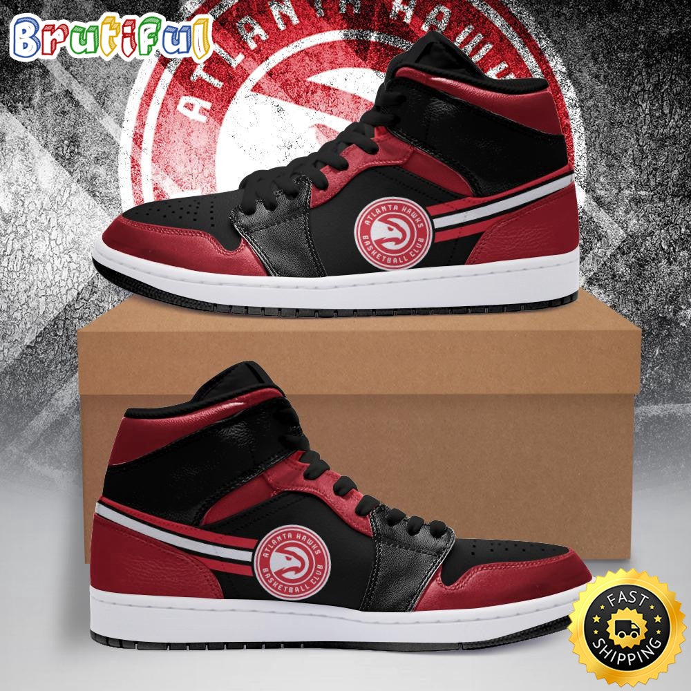 NBA Atlanta Hawks Red Black Air Jordan 1 High Sneakers