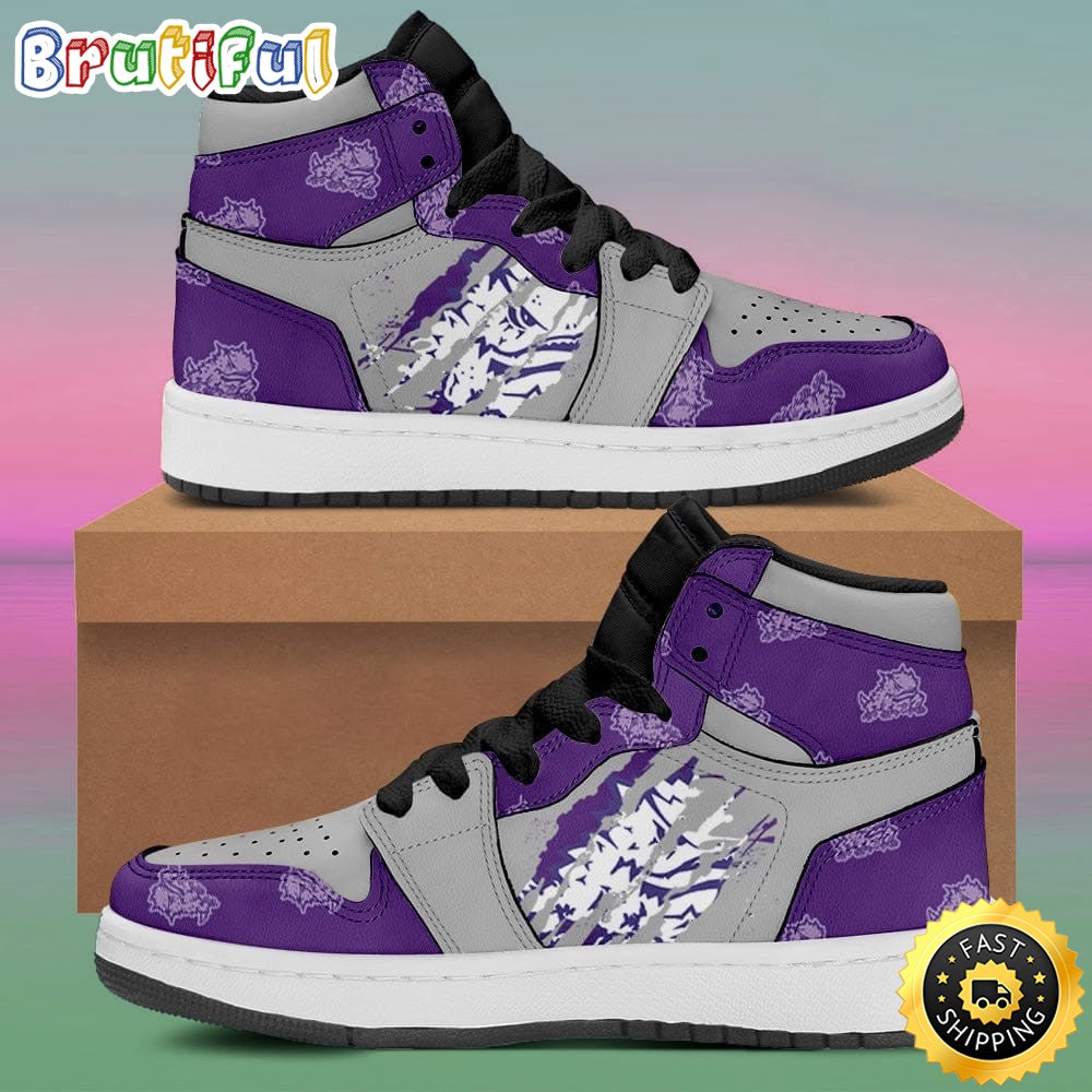 NCAA TCU Horned Frogs Logo Claws Air Jordan 1 High Sneakers