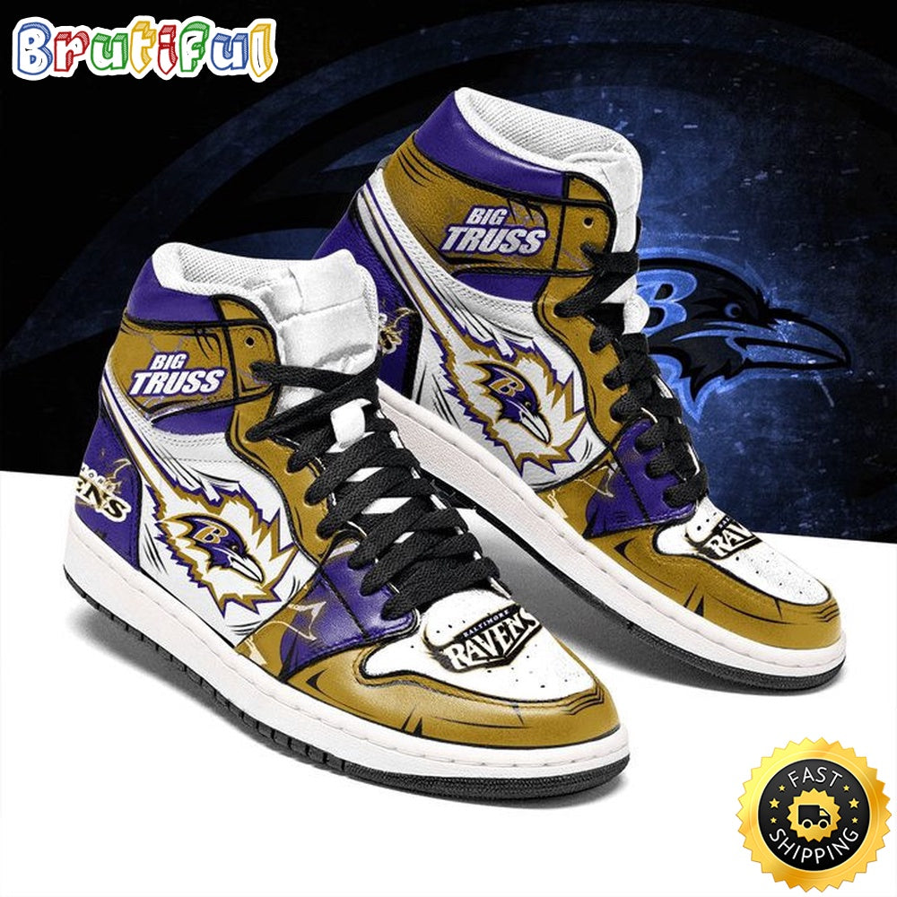 NFL Baltimore Ravens Gold Purple Air Jordan 1 High Sneakers