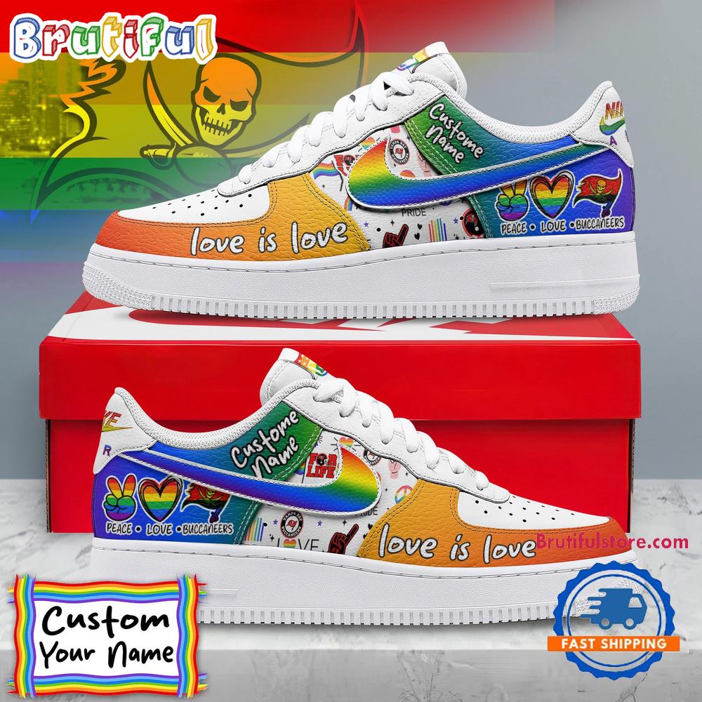 NFL Tampa Bay Buccaneers Pride Peace Love Lions Custom Air Force 1 Shoes Sneaker